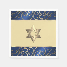 Bat Mitzvah Elegant Navy Blue und Gold Filigree Serviette