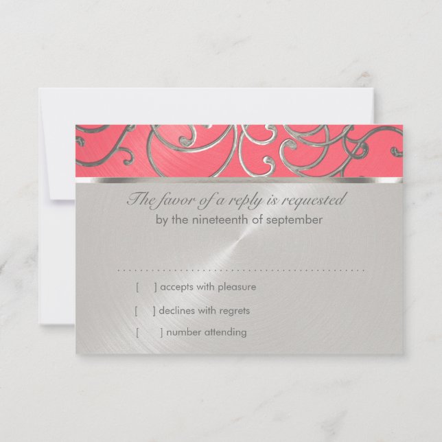 Bat Mitzvah Elegant Rosa und Silver Filigree Einladung (Rückseite)