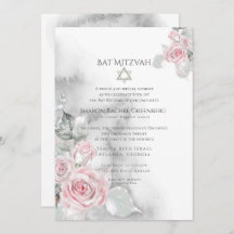 BAT MITZVAH | Elegante rosa Aquarellfarben Rose