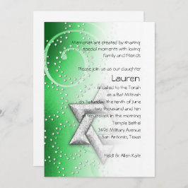 Bat Mitzvah Emerald Shimmer Star von David Einladung