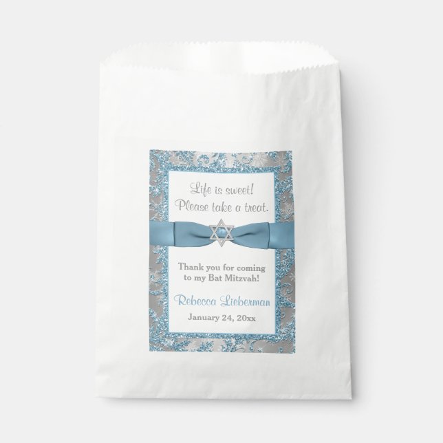 Bat Mitzvah Favor Bag | Winter Wonderland Blue Geschenktütchen (Vorderseite)