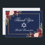 Bat Mitzvah Floral Burgundy Gold Dankeskarte<br><div class="desc">Bat Mitzvah Watercolor Burgundy Marsala Floral Gold Dankeschön Karte</div>