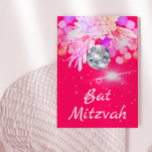 Bat Mitzvah Floral Pink Disco Einladung<br><div class="desc">Set der Szene für eine Disco-Themenfeier. Rosa ist die Hintergrundfarbe für diesen floralen Disco-Ball eleganten Bat Mitzvah Design. Ebenfalls auf dem Design befinden sich silberne Farbflecken. Ändern Sie einfach die Informationen für Ihre eigene Einladung. Von einer Reihe von benutzerdefinierten stationären von Chessie's Fine Designs.</div>