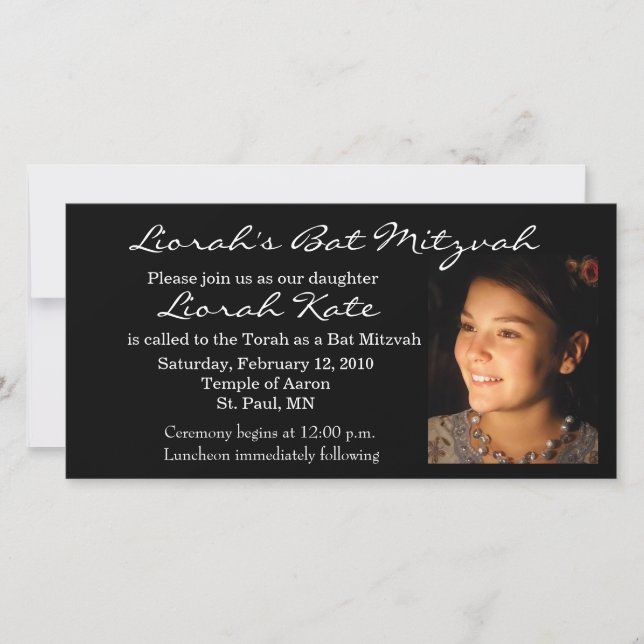 Bat Mitzvah Fotokartenvorlage (Vorderseite)