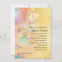 Bat Mitzvah Gelbe Gefärbte Krawatte Design Einladu