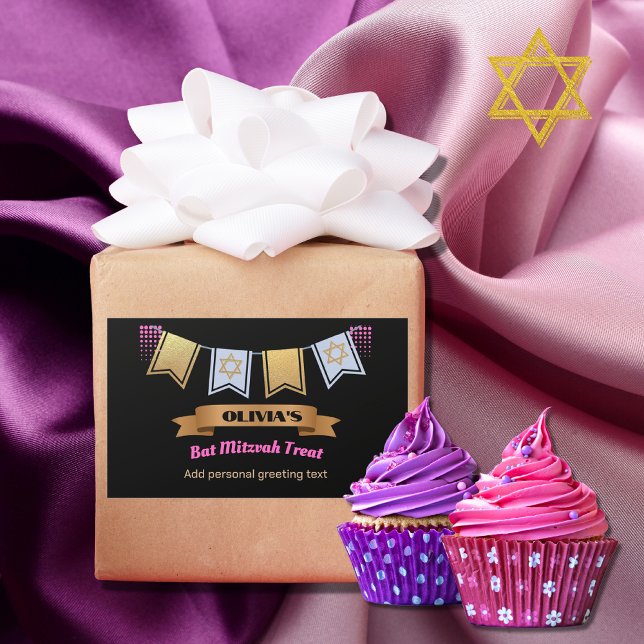Bat Mitzvah Geschenketiketten Custom Einziges groß Rechteckiger Aufkleber (Von Creator hochgeladen)