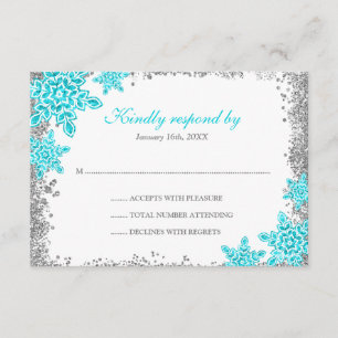 Bat Mitzvah Glam Winter Wonderland Aquamarine UAWG RSVP Karte