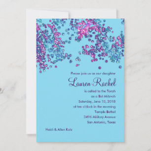 Bat Mitzvah Glittery Confetti Design Einladung