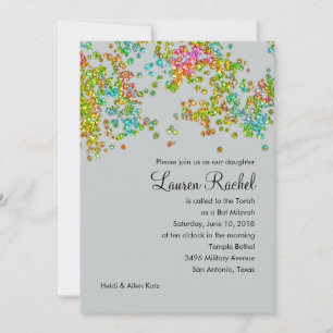 Bat Mitzvah Glittery Confetti Design Einladung