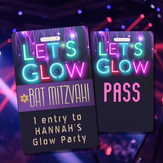 Bat Mitzvah Glow Party VIP ID Party PASS CUSTOM Ausweis (Von Creator hochgeladen)