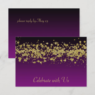 Bat Mitzvah Gold Glitzer Border any Color UAWG Einladung