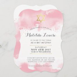BAT MITZVAH Gold hübsch rosa Aquarell Einladen Einladung