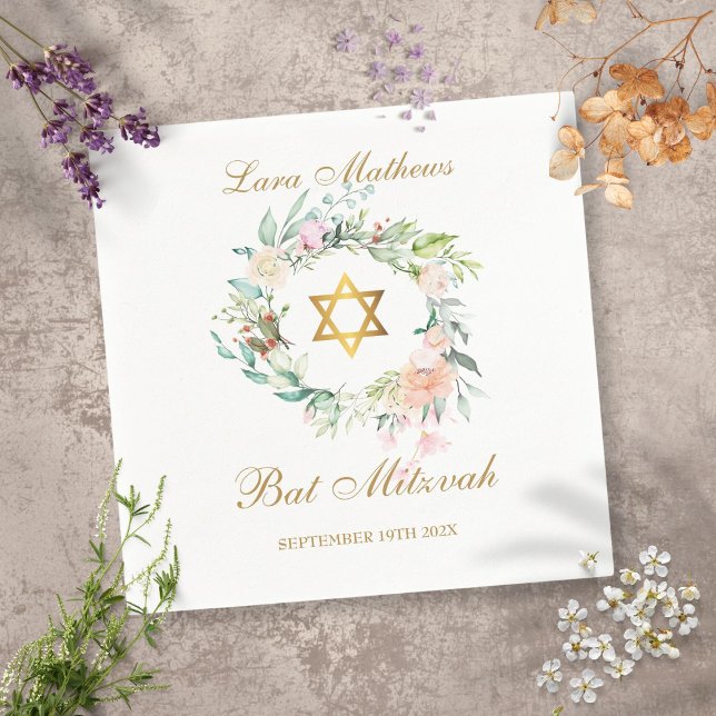 Bat Mitzvah Gold Star von David Floral Serviette (Von Creator hochgeladen)