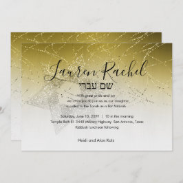 Bat Mitzvah Gold Star von David Glittery Einladung