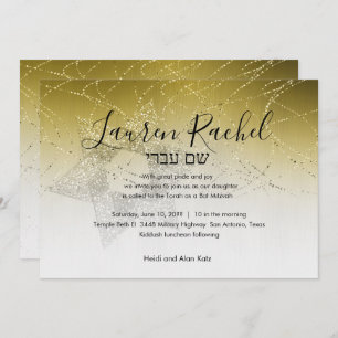 Bat Mitzvah Gold Star von David Glittery Einladung