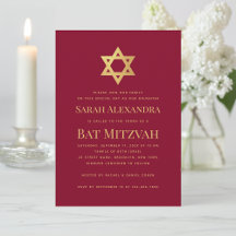 Bat Mitzvah Goldener Stern Davidsstern Einfaches B