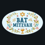 BAT MITZVAH Handgezeichnet blumenjüdischer, indivi Ovaler Aufkleber<br><div class="desc">Handgezeichneter Text und Florale von mir für Sie. Ideal für einen Fledermausmitzvah. Für weitere Designs und Farben Karo mein Shop! Oder lass mir Bescheid,  wenn du etwas Angewohntes willst. Frag,  wenn du nicht findest,  was du brauchst! :</div>