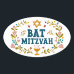 BAT MITZVAH Handgezeichnet blumenjüdischer, indivi Ovaler Aufkleber<br><div class="desc">Handgezeichneter Text und Florale von mir für Sie. Ideal für einen Fledermausmitzvah. Für weitere Designs und Farben Karo mein Shop! Oder lass mir Bescheid,  wenn du etwas Angewohntes willst. Frag,  wenn du nicht findest,  was du brauchst! :</div>