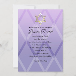 Bat Mitzvah Harlequin Lila Lavender Einladung
