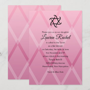 Bat Mitzvah Harlequin Pink Einladung