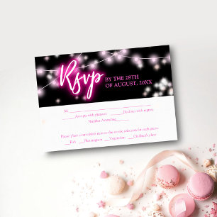 Bat Mitzvah Hot Pink Neon-Themen-RSVP Begleitkarte
