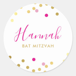 BAT MITZVAH hübsch Glam Konfetti-Spot Goldpink Runder Aufkleber