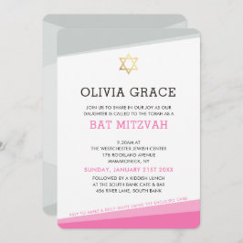 BAT MITZVAH INVITE einfache, moderne Winkel rosa Einladung