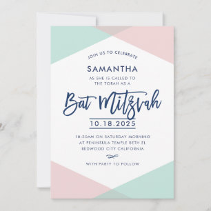 BAT MITZVAH INVITE handgeschriebene, hellrosa Minz Einladung