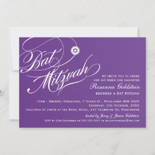BAT MITZVAH INVITE stilvolle Typografie ombre lila Einladung