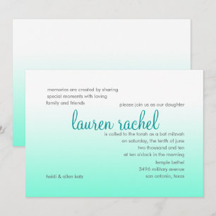 Bat Mitzvah jeder Farbe und Aqua Ombre Gradient Einladung