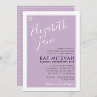 BAT MITZVAH jüdischer Stern modern zwischen lila e