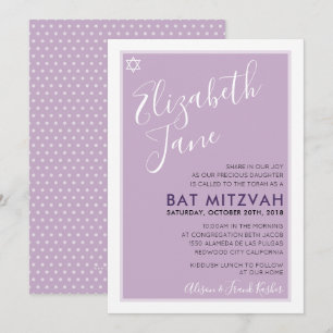 BAT MITZVAH jüdischer Stern modern zwischen lila e Einladung