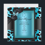 Bat Mitzvah Leopard Aquamarin Blue Butterfly Einladung<br><div class="desc">Bat Mitzvah Leopard Schmetterling Aquamarin Blue Black Girl Einladung Formal Verwendung für jede Veranstaltung Einladung Anpassung zu ändern oder Details hinzufügen.</div>