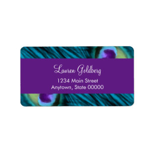 Bat Mitzvah Lila Aquamarinen Pfau Adressaufkleber