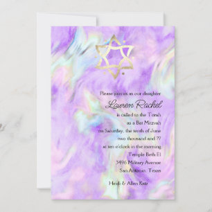 Bat Mitzvah Lila Gefärbte Krawatte Design Einladun Einladung