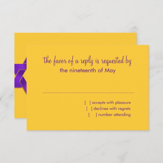 Bat Mitzvah Lila grüne blaue Sterne auf allen Farb RSVP Karte (Vorne/Hinten)