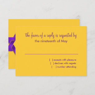 Bat Mitzvah Lila grüne blaue Sterne auf allen Farb RSVP Karte