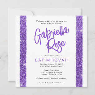 Bat Mitzvah Lila Moderner Minimaler Text Moderner Einladung