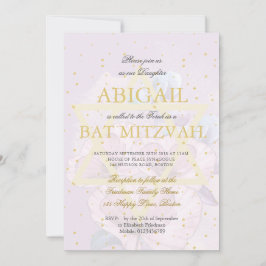 Bat Mitzvah Lila Poppies Gold Star von David Einladung