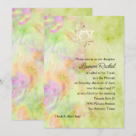 Bat Mitzvah Lime Green Gefärbte Krawatte Einladung
