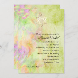 Bat Mitzvah Lime Green Gefärbte Krawatte Einladung