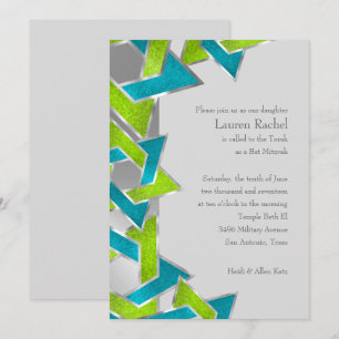 Bat Mitzvah Limon Türkis Star von David Any Color Einladung