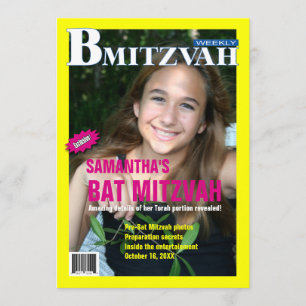 Bat Mitzvah Magazine Einladung Gelb Rosa
