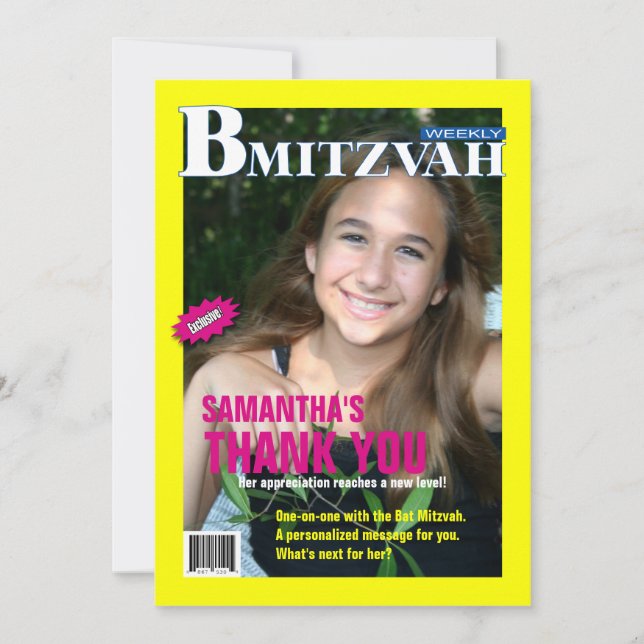 Bat Mitzvah Magazine Vielen Dank Dankeskarte (Vorderseite)