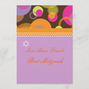 Bat Mitzvah+Mod Blasen/orange/hot rosa Einladung