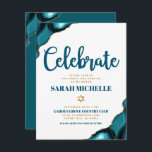 Bat Mitzvah Modern Gold Turquoise Agate Script Begleitkarte<br><div class="desc">Seien Sie stolz, freuen Sie sich und präsentieren Sie diesen Meilenstein Ihres Lieblings-Bat Mitzvah! Fügen Sie diese coole, einzigartige, moderne, personalisierte Einlage für zusätzliche Informationen zu Ihrer Veranstaltung ein. Dunkelblaue Schrift-Typografie und Imitate Goldstern von David überlagern einen schlichten, weißen Hintergrund mit türkisblauen Agitierfelsen, die mit Imitaten goldenen Adern verstärkt werden....</div>