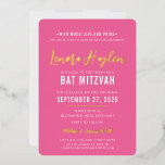 BAT MITZVAH Moderne Drehbuch hübsch rosa Gold Folieneinladung<br><div class="desc">per kat massard >>> kat@simplysweetPAPERIE.com <<< Ein trendy Einladungsdesign für das BAR/BAT MITZVAH Setup als Vorlage ist es für Sie einfach, Ihre eigenen Daten hinzuzufügen, oder auf die Schaltfläche Anpassen zu drücken und Sie können Text, Schriftart, Größen etc. TIP: 1 hinzufügen oder ändern. Um Grafiken zu ändern/verschieben/die Hintergrundfarbe zu ändern,...</div>