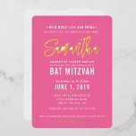 BAT MITZVAH Moderne Drehbuch hübsch rosa Gold Folieneinladung<br><div class="desc">per kat massard >>> kat@simplysweetPAPERIE.com <<< Ein trendy Einladungsdesign für das BAR/BAT MITZVAH Setup als Vorlage ist es für Sie einfach, Ihre eigenen Daten hinzuzufügen, oder auf die Schaltfläche Anpassen zu drücken und Sie können Text, Schriftart, Größen etc. TIP: 1 hinzufügen oder ändern. Um Grafiken zu ändern/verschieben/die Hintergrundfarbe zu ändern,...</div>