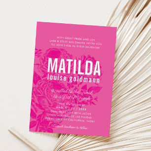 BAT MITZVAH Moderne, elegante Rose hübsch rosa Einladung