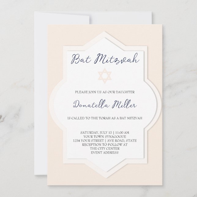 Bat Mitzvah Moderne Kunst Star von David Einladung (Vorderseite)